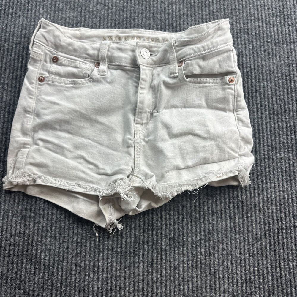 American Eagle Shorts Hi Rise Shortie Cutoff Denim Womens Size 2/26 White New